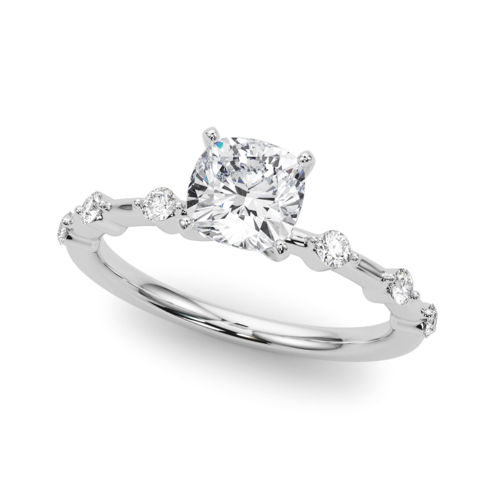 Brilliant Rd Shared Pr Single Row Round Diamond Engagement Ring in 10K/14K gold and platinum with certified lab-grown or natural diamonds
