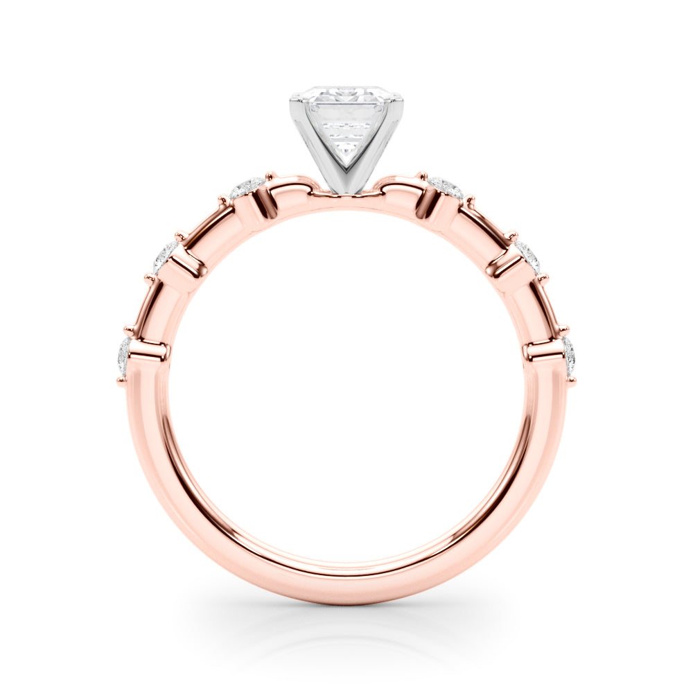 Brilliant Rd Shared Pr Single Row Round Diamond Engagement Ring in 10K/14K gold and platinum with certified lab-grown or natural diamonds
