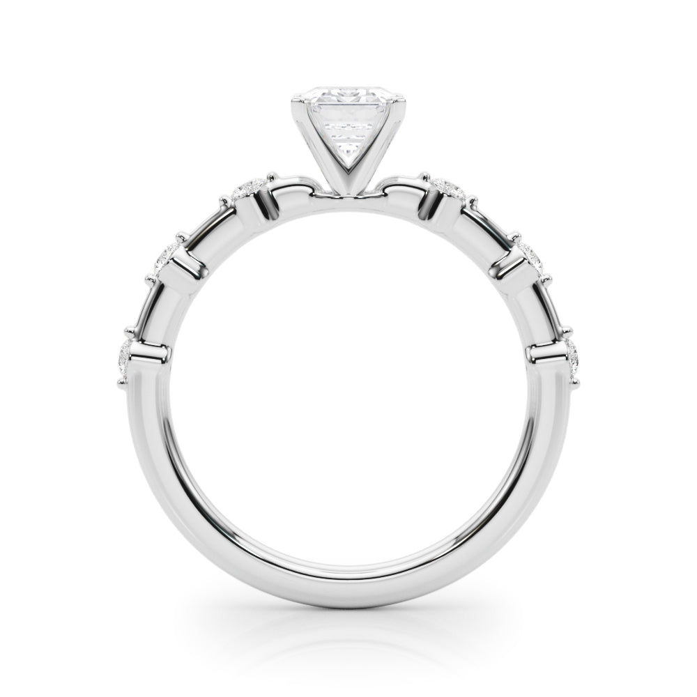 Brilliant Rd Shared Pr Single Row Round Diamond Engagement Ring in 10K/14K gold and platinum with certified lab-grown or natural diamonds