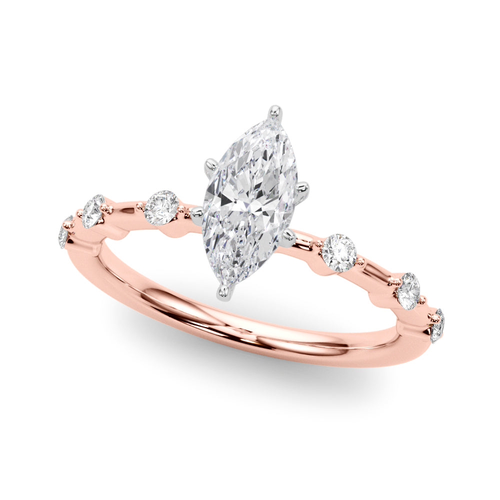 Brilliant Rd Shared Pr Single Row Round Diamond Engagement Ring in 10K/14K gold and platinum with certified lab-grown or natural diamonds