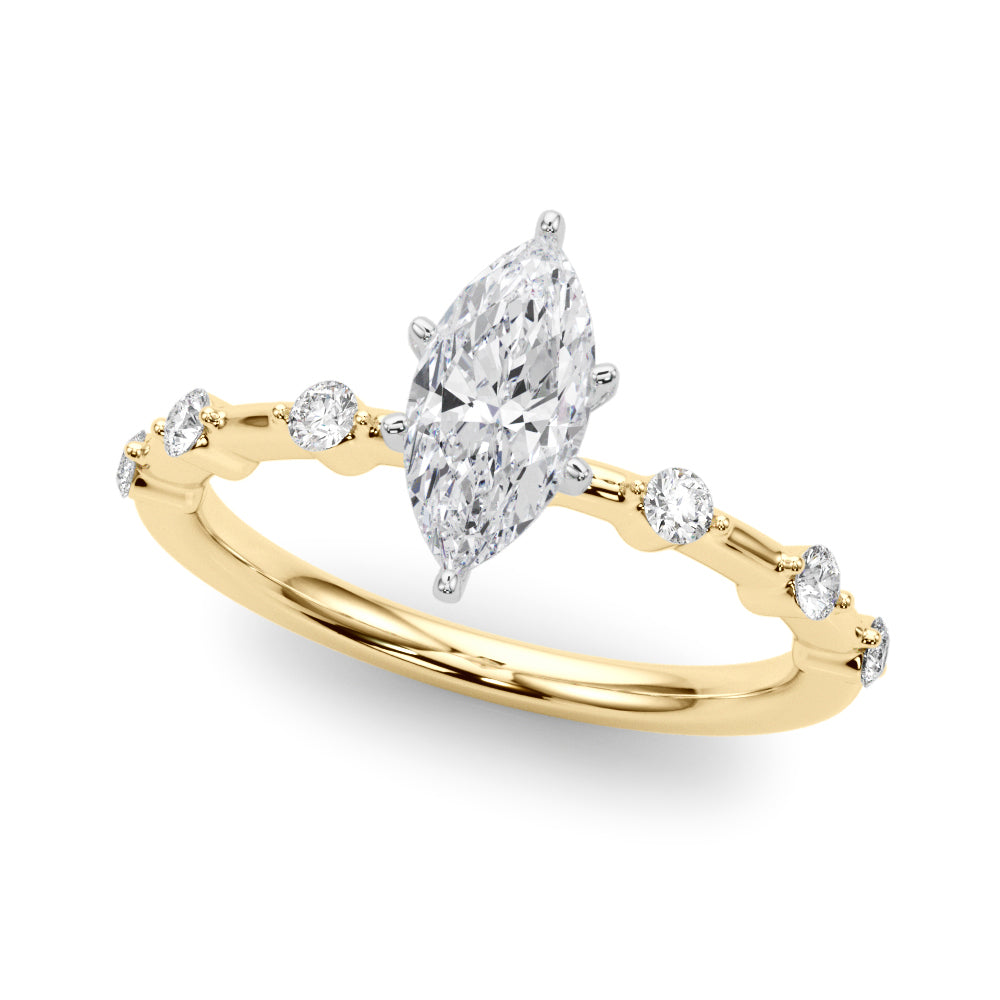 Brilliant Rd Shared Pr Single Row Round Diamond Engagement Ring in 10K/14K gold and platinum with certified lab-grown or natural diamonds