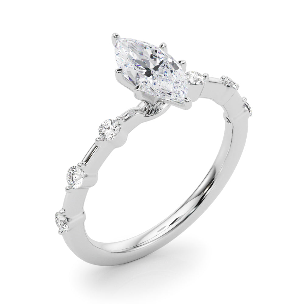 Brilliant Rd Shared Pr Single Row Round Diamond Engagement Ring in 10K/14K gold and platinum with certified lab-grown or natural diamonds