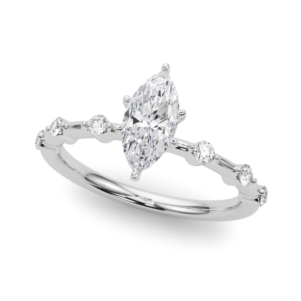 Brilliant Rd Shared Pr Single Row Round Diamond Engagement Ring in 10K/14K gold and platinum with certified lab-grown or natural diamonds