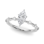 Brilliant Rd Shared Pr Single Row Round Diamond Engagement Ring in 10K/14K gold and platinum with certified lab-grown or natural diamonds