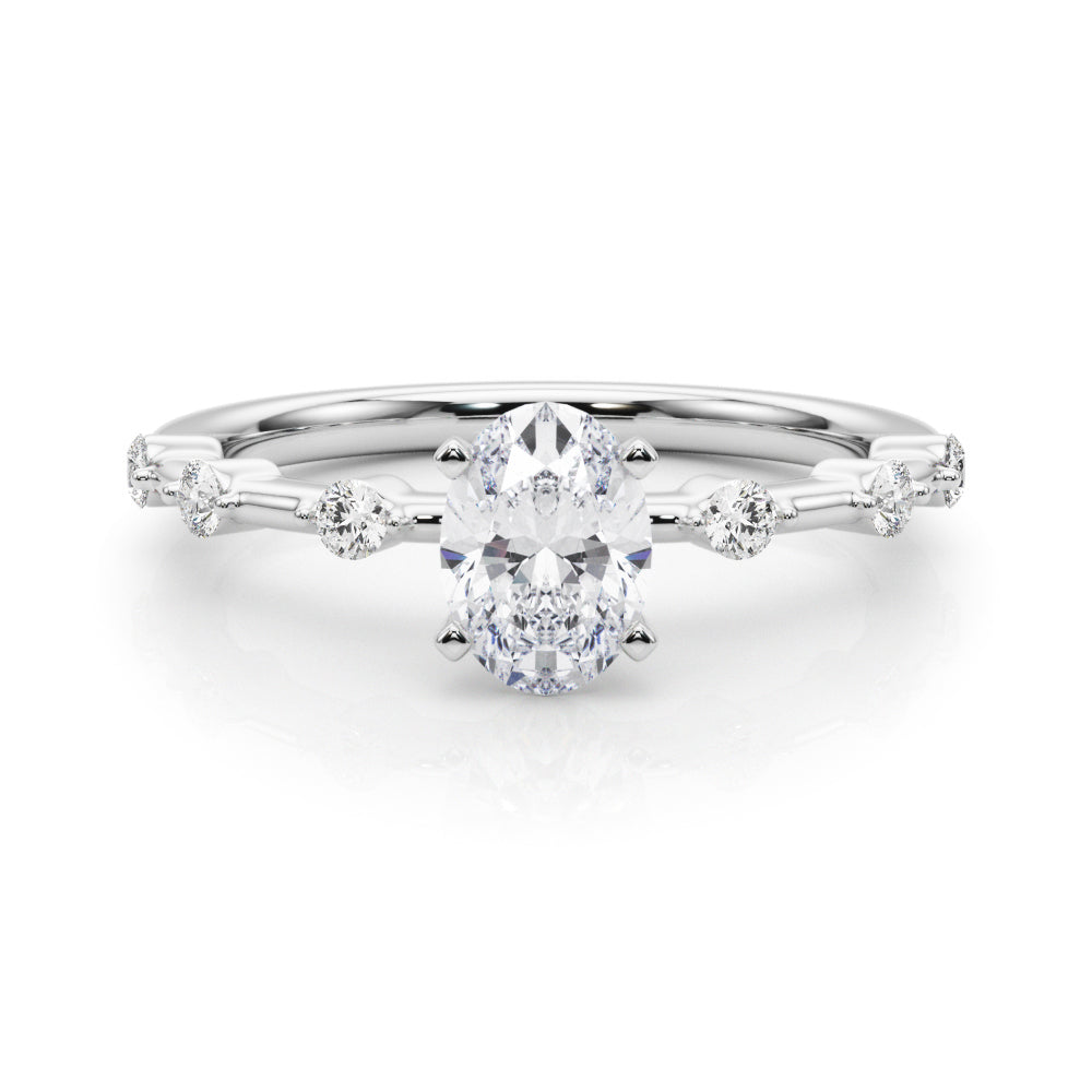 Brilliant Rd Shared Pr Single Row Round Diamond Engagement Ring in 10K/14K gold and platinum with certified lab-grown or natural diamonds