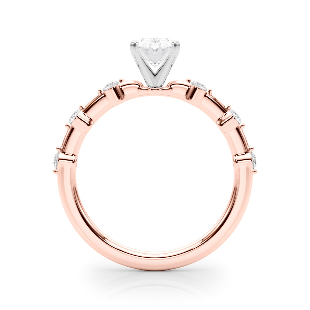 Brilliant Rd Shared Pr Single Row Round Diamond Engagement Ring in 10K/14K gold and platinum with certified lab-grown or natural diamonds