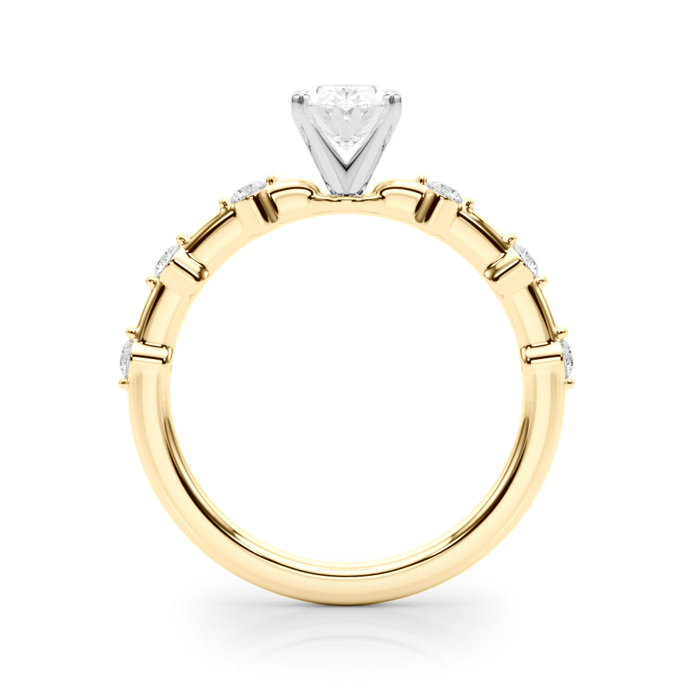 Brilliant Rd Shared Pr Single Row Round Diamond Engagement Ring in 10K/14K gold and platinum with certified lab-grown or natural diamonds