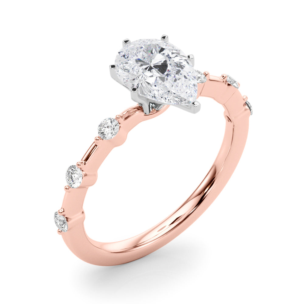 Brilliant Rd Shared Pr Single Row Round Diamond Engagement Ring in 10K/14K gold and platinum with certified lab-grown or natural diamonds