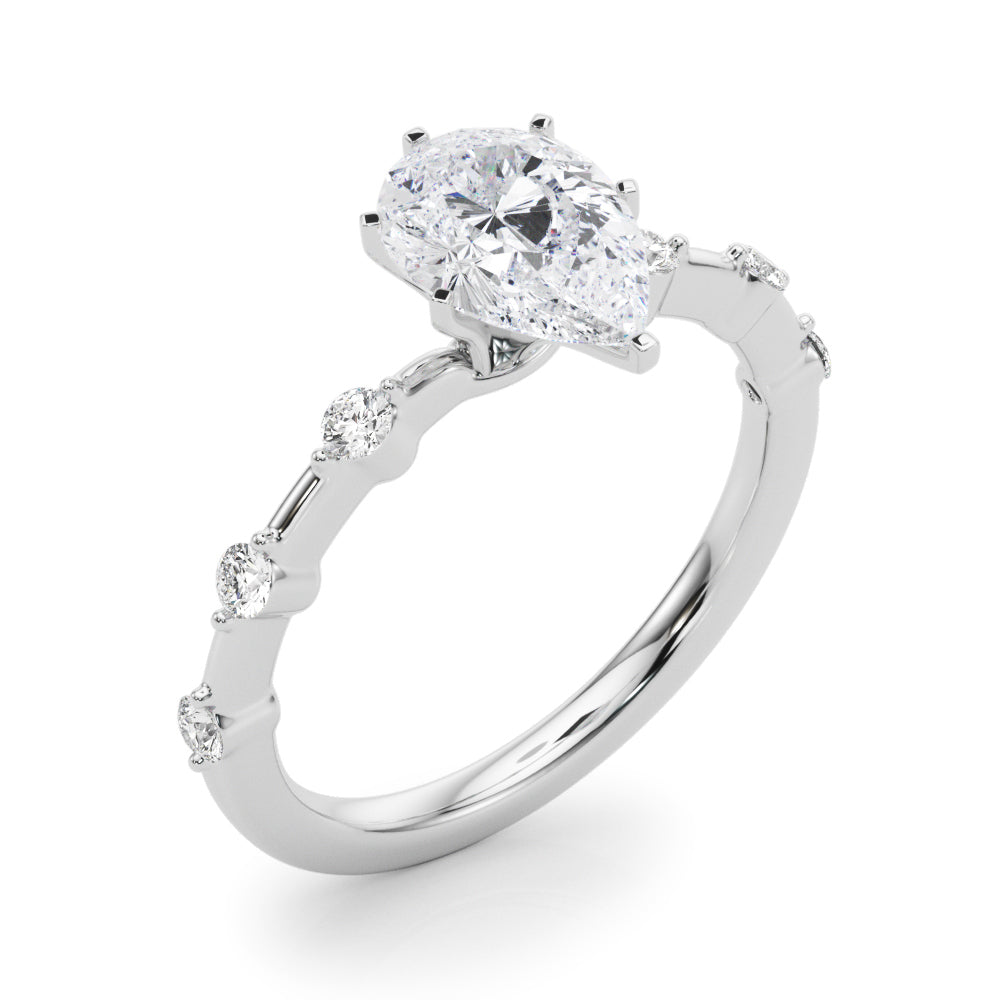 Brilliant Rd Shared Pr Single Row Round Diamond Engagement Ring in 10K/14K gold and platinum with certified lab-grown or natural diamonds