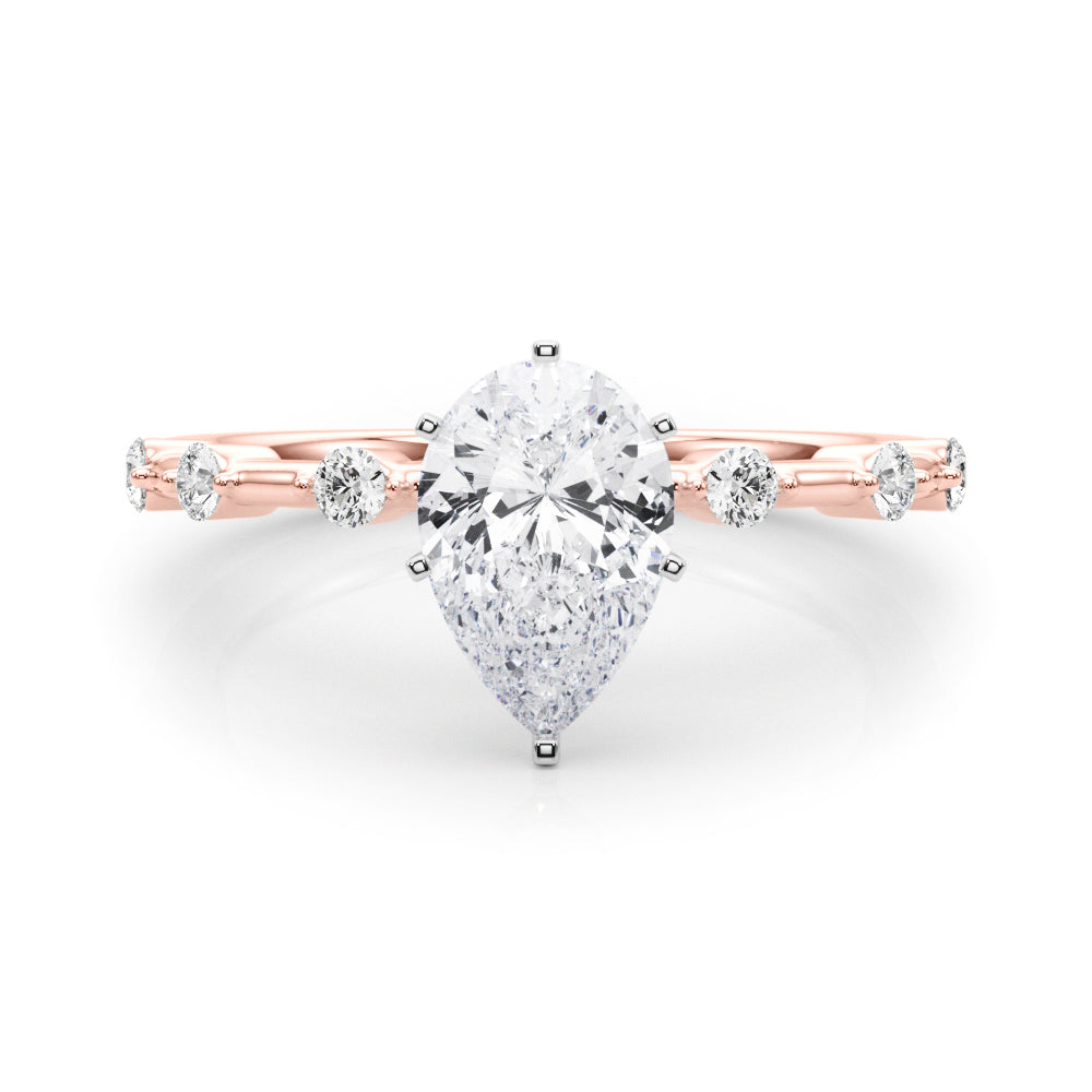 Brilliant Rd Shared Pr Single Row Round Diamond Engagement Ring in 10K/14K gold and platinum with certified lab-grown or natural diamonds