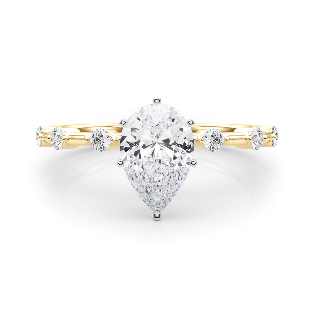 Brilliant Rd Shared Pr Single Row Round Diamond Engagement Ring in 10K/14K gold and platinum with certified lab-grown or natural diamonds
