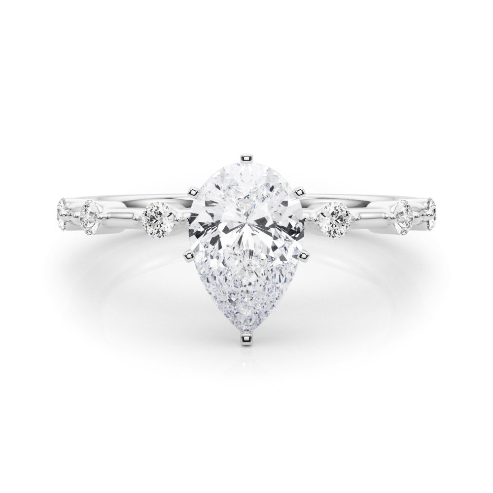 Brilliant Rd Shared Pr Single Row Round Diamond Engagement Ring in 10K/14K gold and platinum with certified lab-grown or natural diamonds