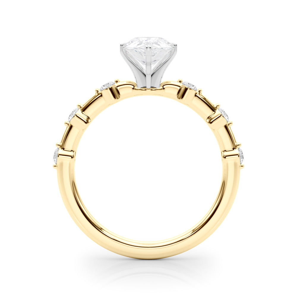 Brilliant Rd Shared Pr Single Row Round Diamond Engagement Ring in 10K/14K gold and platinum with certified lab-grown or natural diamonds