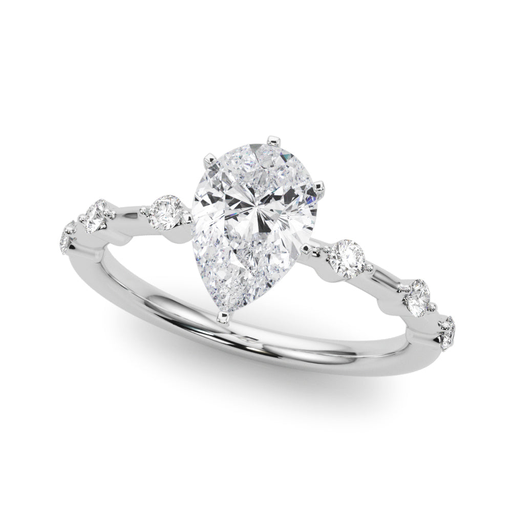Brilliant Rd Shared Pr Single Row Round Diamond Engagement Ring in 10K/14K gold and platinum with certified lab-grown or natural diamonds