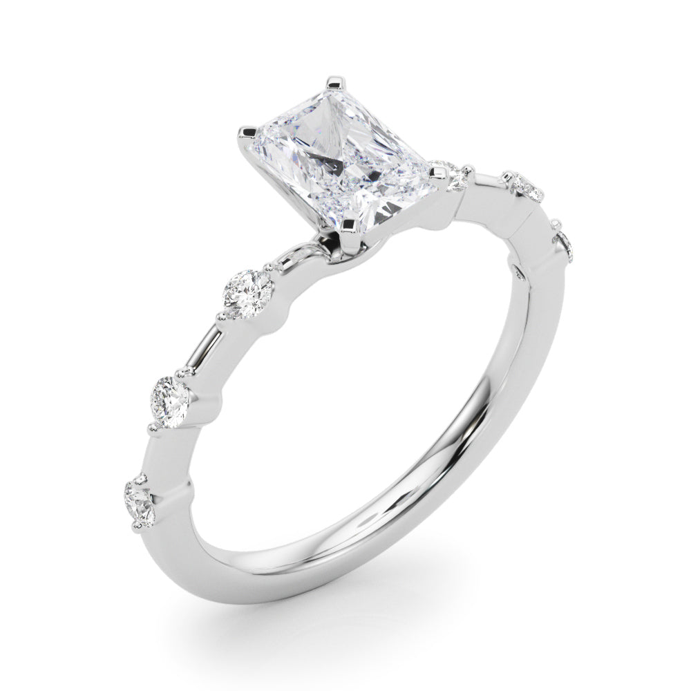 Brilliant Rd Shared Pr Single Row Round Diamond Engagement Ring in 10K/14K gold and platinum with certified lab-grown or natural diamonds