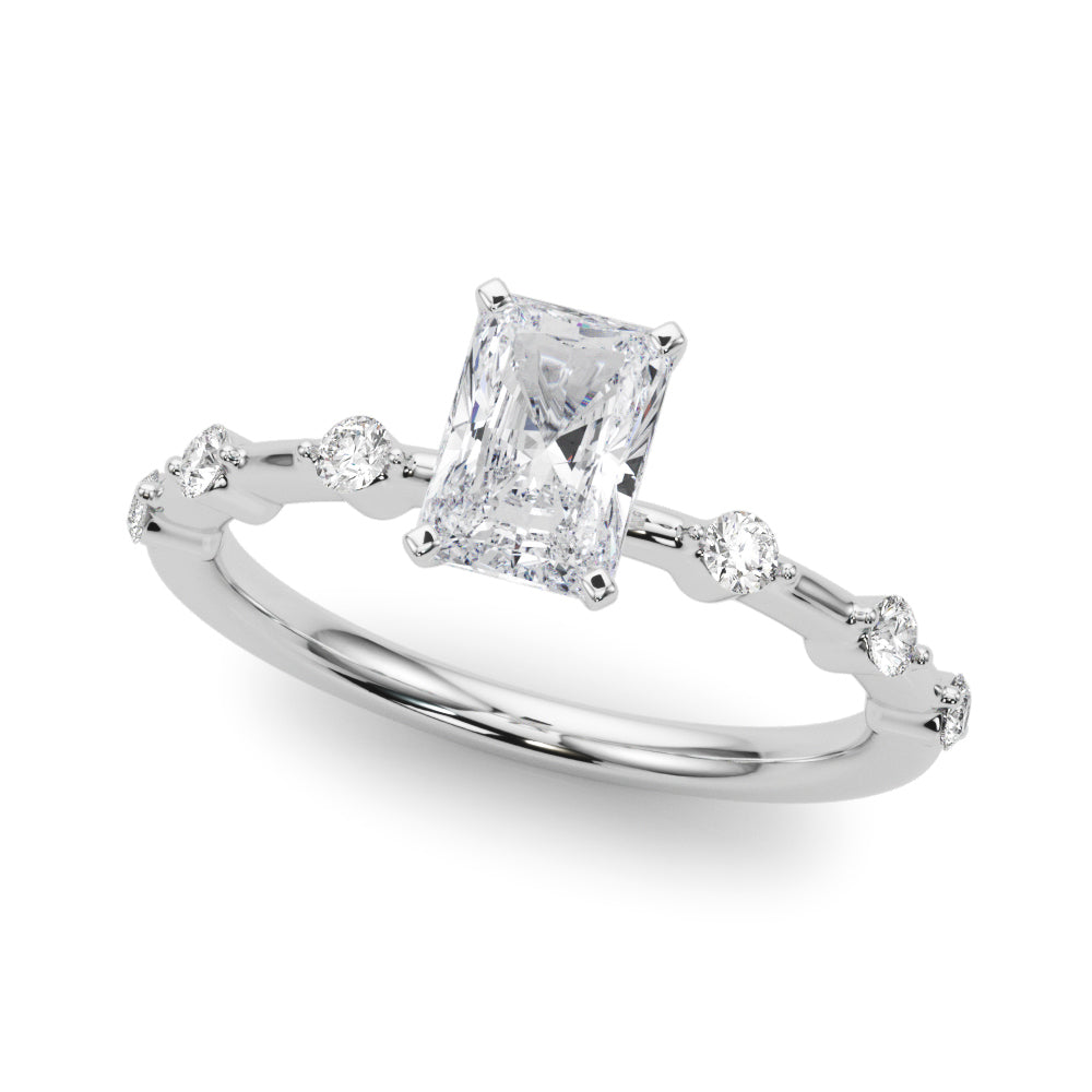 Brilliant Rd Shared Pr Single Row Round Diamond Engagement Ring in 10K/14K gold and platinum with certified lab-grown or natural diamonds