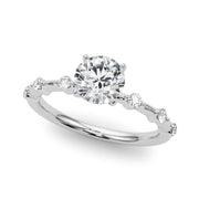 Brilliant Rd Shared Pr Single Row Round Diamond Engagement Ring in 10K/14K gold and platinum with certified lab-grown or natural diamonds