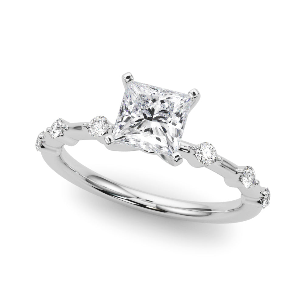 Brilliant Rd Shared Pr Single Row Round Diamond Engagement Ring in 10K/14K gold and platinum with certified lab-grown or natural diamonds