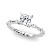 Brilliant Rd Shared Pr Single Row Round Diamond Engagement Ring in 10K/14K gold and platinum with certified lab-grown or natural diamonds