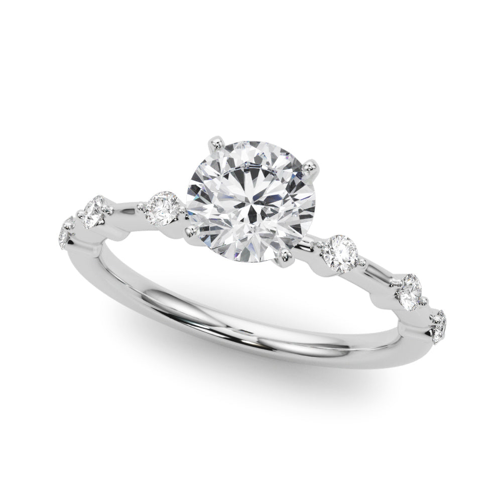 Brilliant Rd Shared Pr Single Row Round Diamond Engagement Ring in 10K/14K gold and platinum with certified lab-grown or natural diamonds