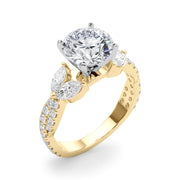 Romantic Mq & Rd Twisted Engagement Ring Round Diamond Engagement Ring â€” 10K/14K Gold & Platinum