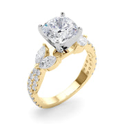 Romantic Mq & Rd Twisted Engagement Ring Round Diamond Engagement Ring â€” 10K/14K Gold & Platinum