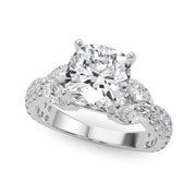 Romantic Mq & Rd Twisted Engagement Ring Round Diamond Engagement Ring â€” 10K/14K Gold & Platinum