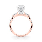 Romantic Mq & Rd Twisted Engagement Ring Round Diamond Engagement Ring â€” 10K/14K Gold & Platinum