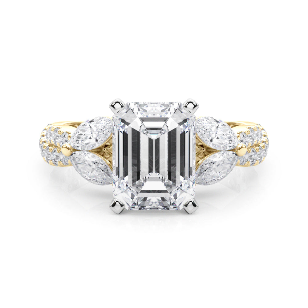 Romantic Mq & Rd Twisted Engagement Ring Round Diamond Engagement Ring â€” 10K/14K Gold & Platinum