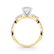 Romantic Mq & Rd Twisted Engagement Ring Round Diamond Engagement Ring â€” 10K/14K Gold & Platinum