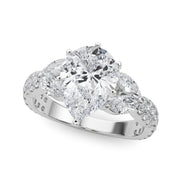 Romantic Mq & Rd Twisted Engagement Ring Round Diamond Engagement Ring â€” 10K/14K Gold & Platinum