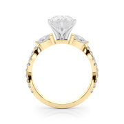 Romantic Mq & Rd Twisted Engagement Ring Round Diamond Engagement Ring â€” 10K/14K Gold & Platinum