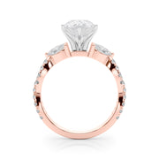 Romantic Mq & Rd Twisted Engagement Ring Round Diamond Engagement Ring â€” 10K/14K Gold & Platinum