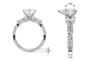 Romantic Mq & Rd Twisted Engagement Ring Round Diamond Engagement Ring â€” 10K/14K Gold & Platinum