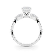 Romantic Mq & Rd Twisted Engagement Ring Round Diamond Engagement Ring â€” 10K/14K Gold & Platinum