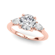 Round & Pear Three-Stone Diamond Engagement Ring in 10K/14K gold and platinum with certified lab-grown or natural diamonds