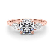 Round & Pear Three-Stone Diamond Engagement Ring in 10K/14K gold and platinum with certified lab-grown or natural diamonds
