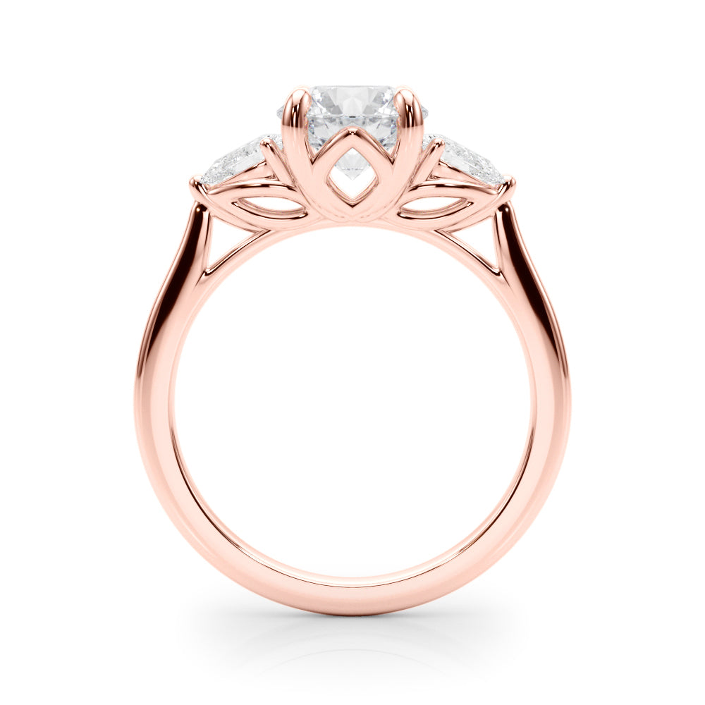 Round & Pear Three-Stone Diamond Engagement Ring in 10K/14K gold and platinum with certified lab-grown or natural diamonds