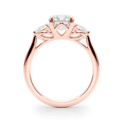 Round & Pear Three-Stone Diamond Engagement Ring in 10K/14K gold and platinum with certified lab-grown or natural diamonds