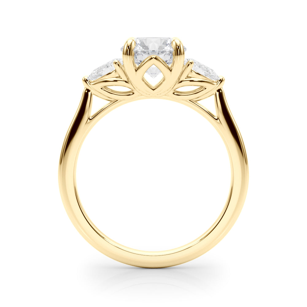 Round & Pear Three-Stone Diamond Engagement Ring in 10K/14K gold and platinum with certified lab-grown or natural diamonds