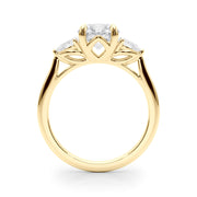 Round & Pear Three-Stone Diamond Engagement Ring in 10K/14K gold and platinum with certified lab-grown or natural diamonds