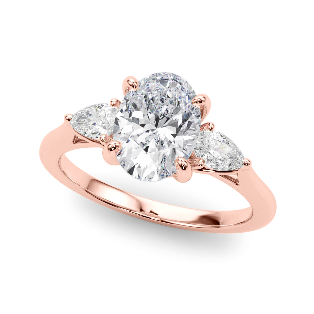 Oval & Pear Three-Stone Diamond Engagement Ring in 10K/14K gold and platinum with certified lab-grown or natural diamonds