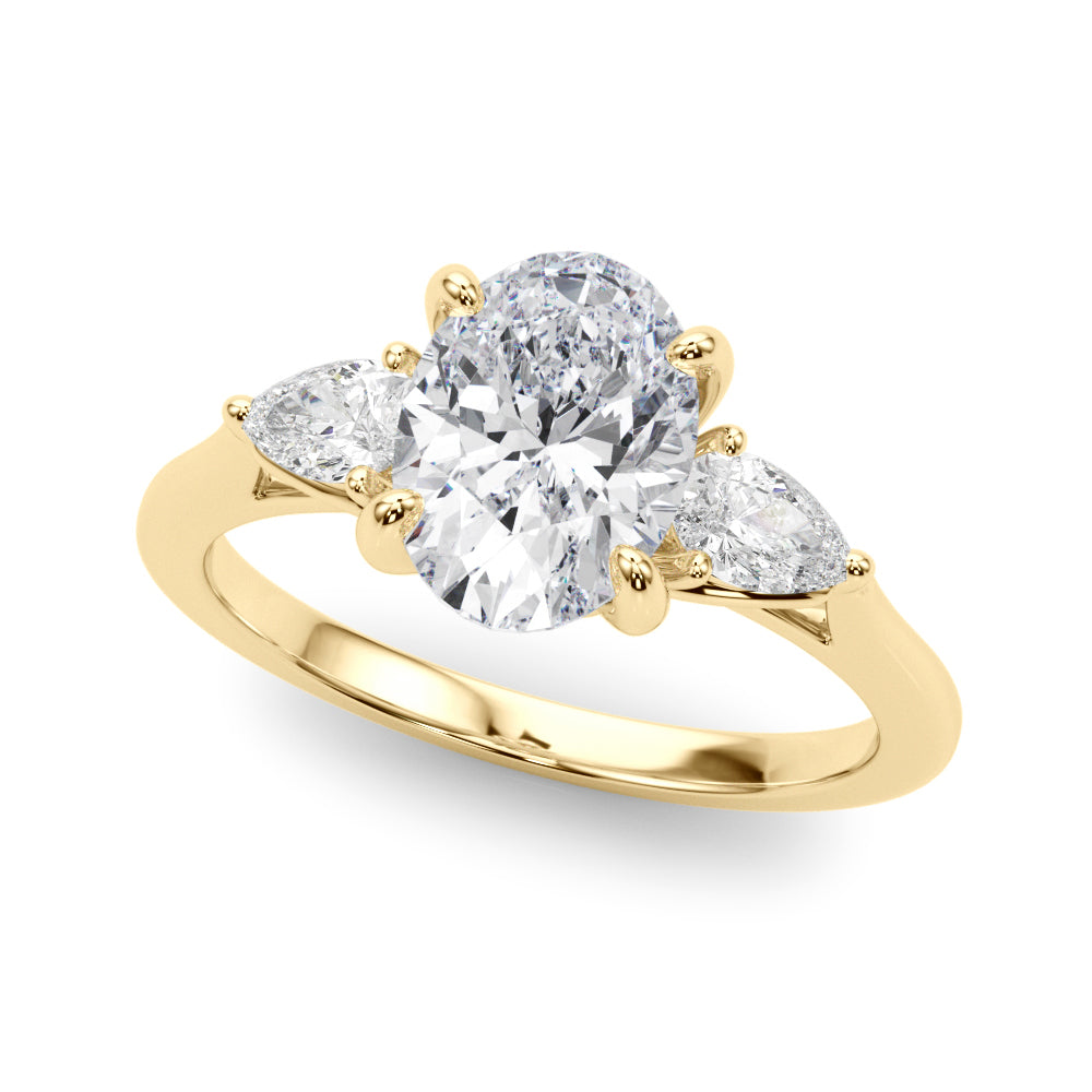 Oval & Pear Three-Stone Diamond Engagement Ring in 10K/14K gold and platinum with certified lab-grown or natural diamonds
