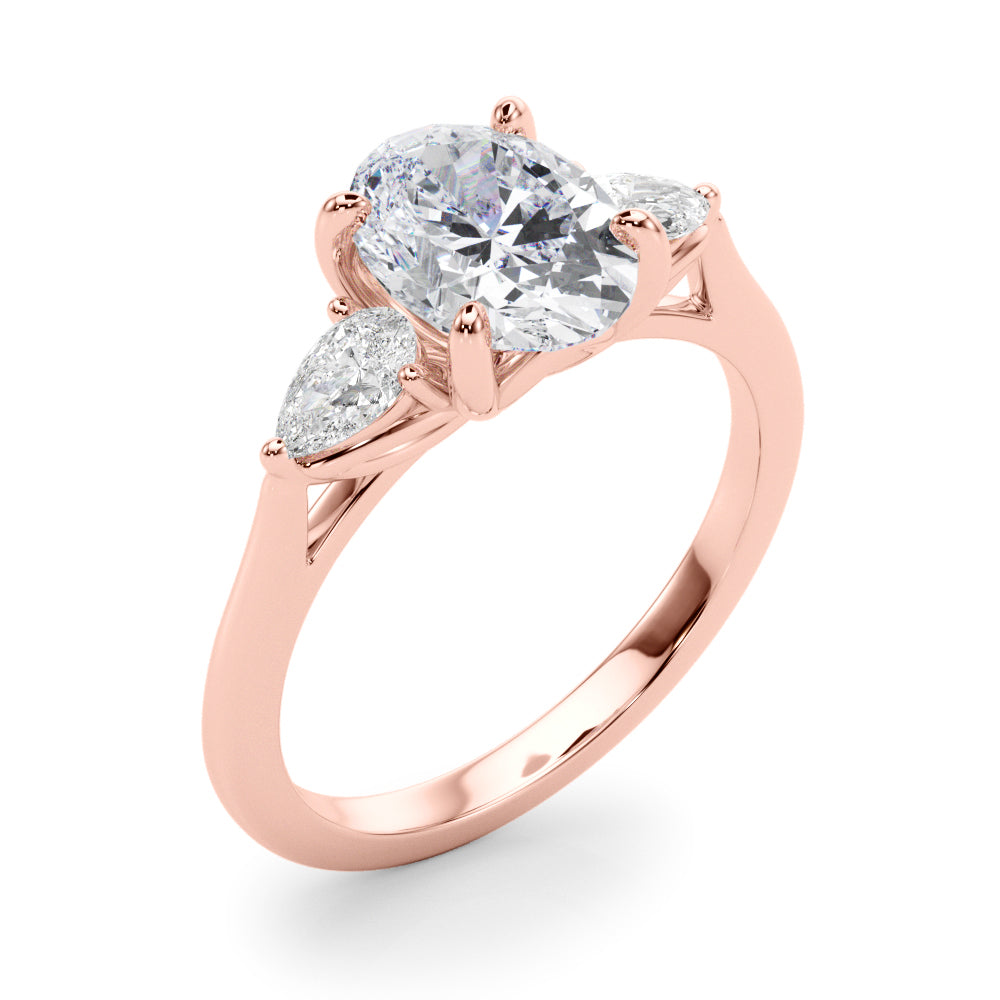 Oval & Pear Three-Stone Diamond Engagement Ring in 10K/14K gold and platinum with certified lab-grown or natural diamonds