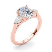 Oval & Pear Three-Stone Diamond Engagement Ring in 10K/14K gold and platinum with certified lab-grown or natural diamonds