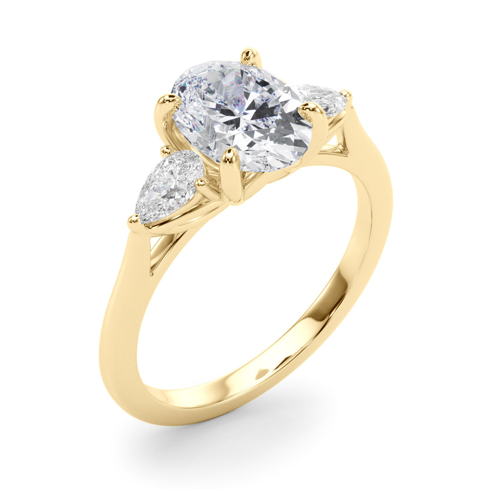 Oval & Pear Three-Stone Diamond Engagement Ring in 10K/14K gold and platinum with certified lab-grown or natural diamonds