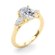 Oval & Pear Three-Stone Diamond Engagement Ring in 10K/14K gold and platinum with certified lab-grown or natural diamonds