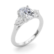 Oval & Pear Three-Stone Diamond Engagement Ring in 10K/14K gold and platinum with certified lab-grown or natural diamonds