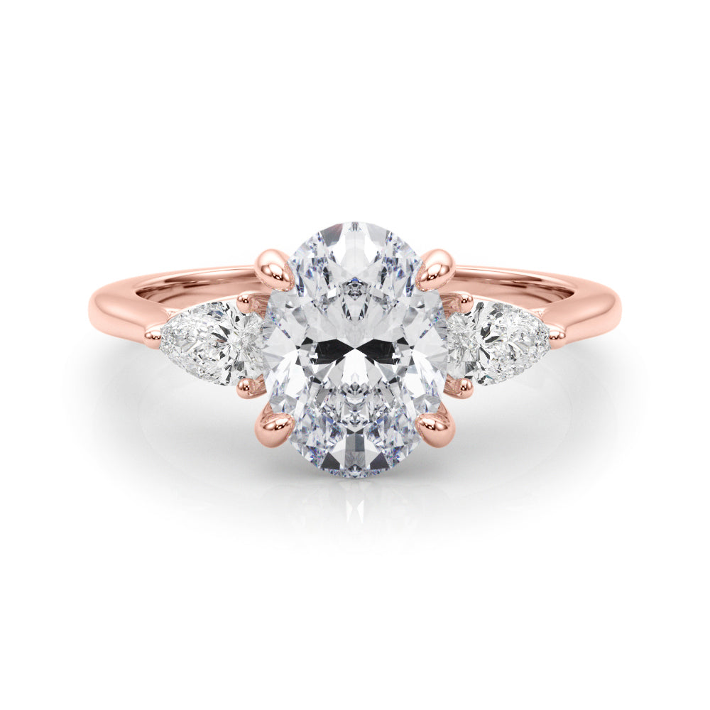 Oval & Pear Three-Stone Diamond Engagement Ring in 10K/14K gold and platinum with certified lab-grown or natural diamonds