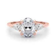 Oval & Pear Three-Stone Diamond Engagement Ring in 10K/14K gold and platinum with certified lab-grown or natural diamonds